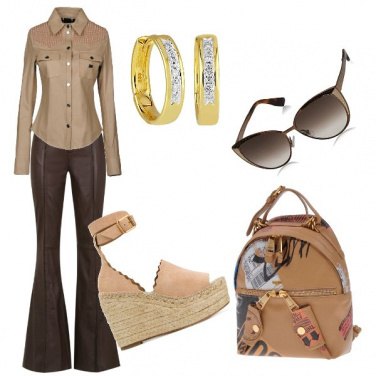 Outfit Pantaloni in pelle e camicia seria