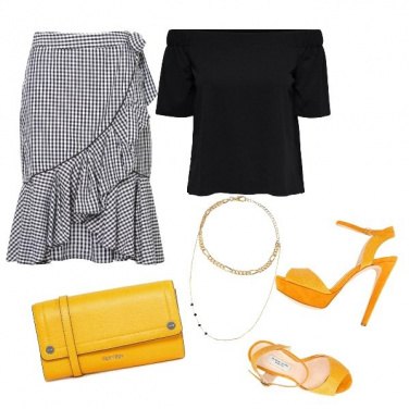 Outfit Quadretti Vichy e giallo