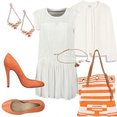 Outfit Bianco e arancio