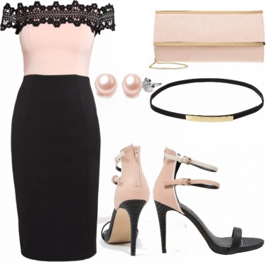 Outfit Pink, black & gold