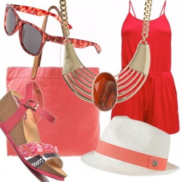 Outfit Al mare coi colori del fuoco