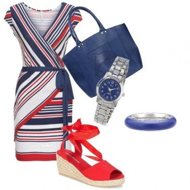 Outfit Bianco rosso e blu