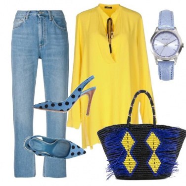 Outfit Borsa di paglia in città