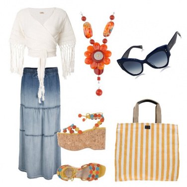 Outfit La gonna lunga di jeans