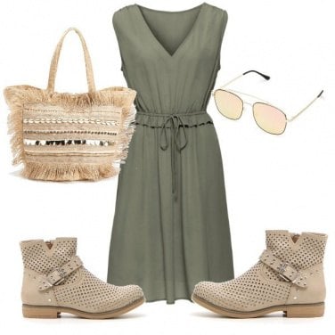 Outfit Verde e beige