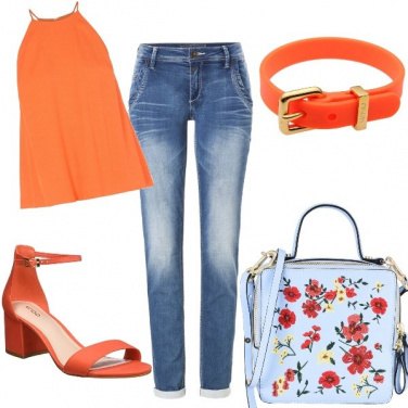 Outfit Denim e arancione