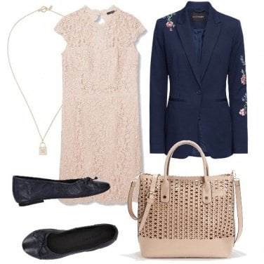 Outfit Blu e cipria quotidiano