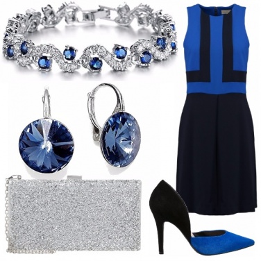Outfit Blue, black and silver