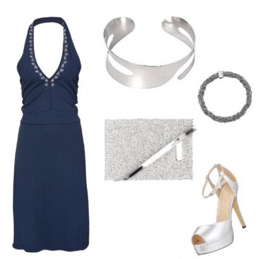 Outfit Raffinato blu e argento