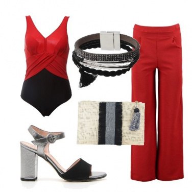 Outfit Grey, red and...