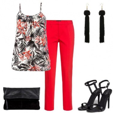 Outfit Pantalone rosso per la sera
