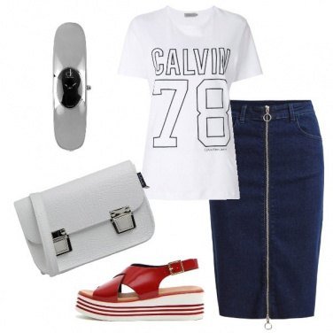 Outfit Pencil skirt in jeans