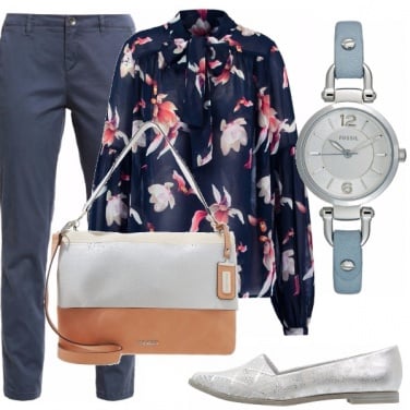 Outfit Blu e fiori