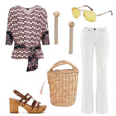 Outfit Con la borsa di paglia