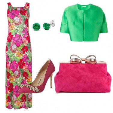 Outfit Verde prato e fucsia
