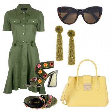 Outfit Chemisier verde oliva
