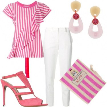 Outfit Righe panna e fragola