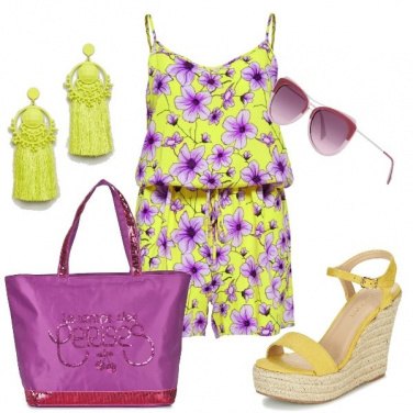 Outfit Viola e giallo