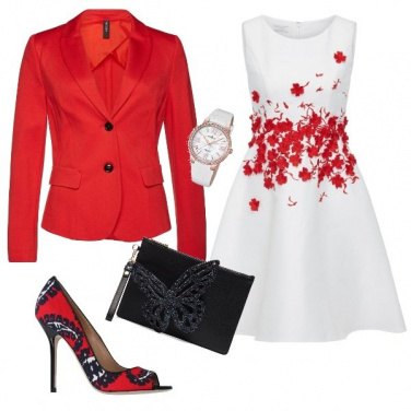 Outfit Red, Black, White