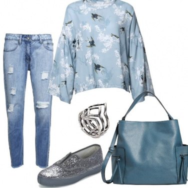 Outfit Grigio e azzurro