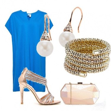 Outfit Chic blu e oro
