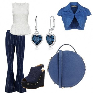 Outfit Pantalone gessato e zeppa