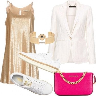 Outfit Paillettes e sneakers per un party