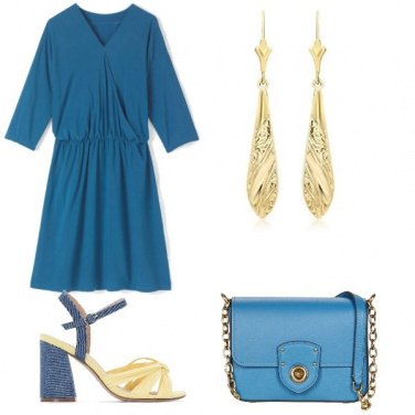 Outfit Gold e azzurro