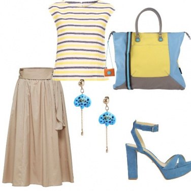 Outfit Celeste e giallo