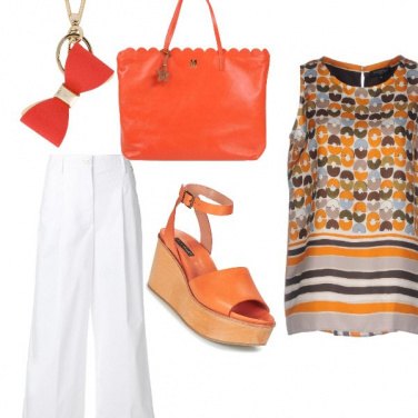 Outfit Bianco e arancio