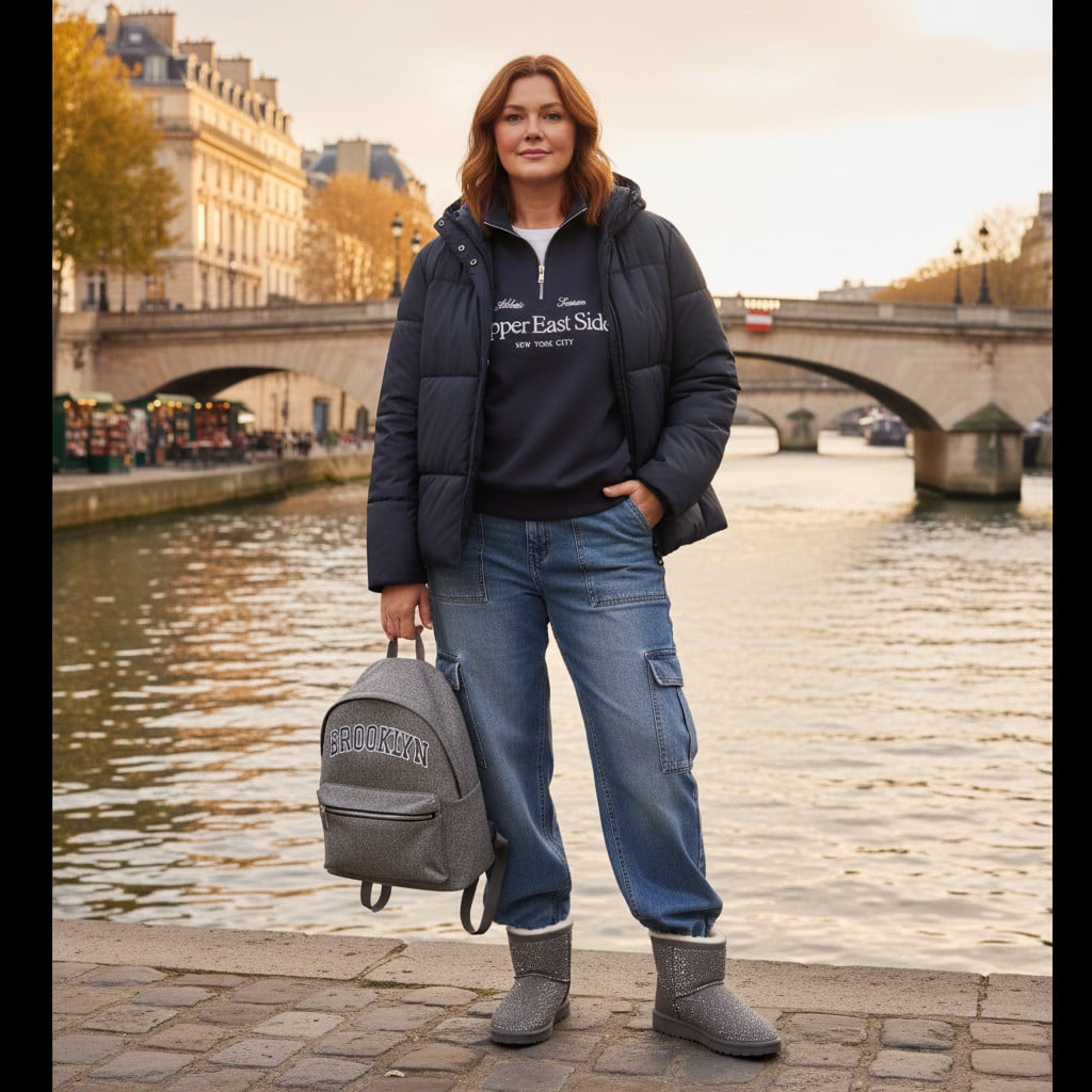 Outfit donna - Terranova - Black Friday 2025. Stile Casual per Scuola/Università. Abbinamento con jeans, borse sportive, felpe, t-shirt, bomber, stivali. - Virtual Try-On