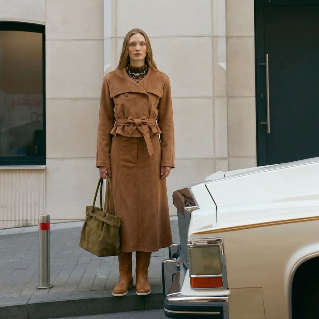 Outfit donna - Total look #2484101. Stile Casual per Ufficio. Abbinamento con gonne longuette, giacche, top, borse a spalla, collane, anfibi. - Virtual Try-On
