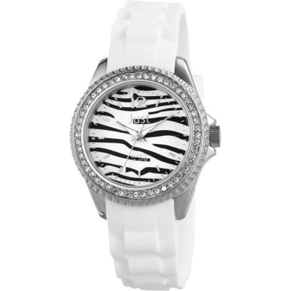 Orologio analogico con cinturino collo aperto con strass bianco Just Watches bianco