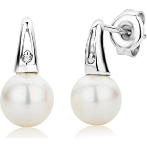 Orecchini con perle in oro bianco certificato autenticità Miore bianco