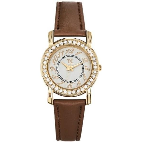 Orologio con cinturino marrone e bianco Trendy Kiss marrone