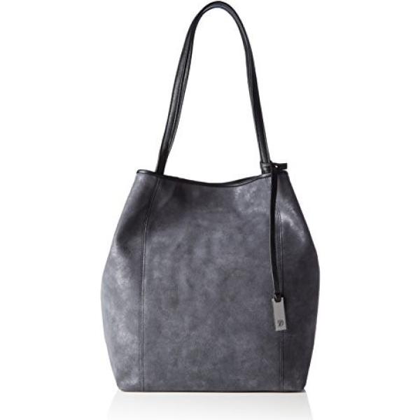 Shopping bag con zip in denim grigio Tom Tailor grigio