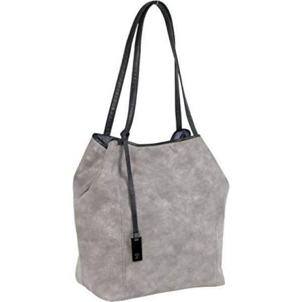 Shopping bag con zip in denim grigio Tom Tailor grigio
