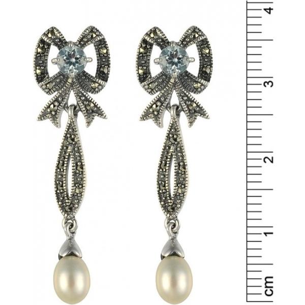Orecchini in argento 925 bianco Esse Marcasite grigio