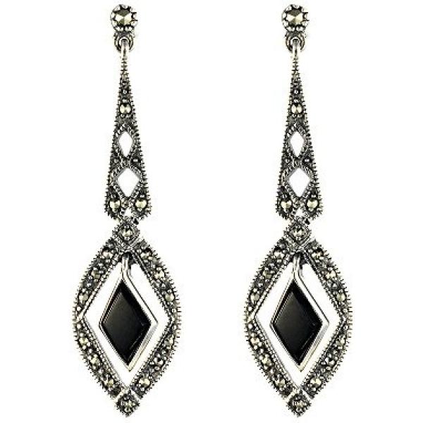 Orecchini in argento 925 nero Esse Marcasite grigio