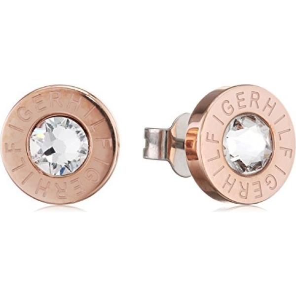 Orecchini a bottone oro e bianco e rosa Tommy Hilfiger bianco