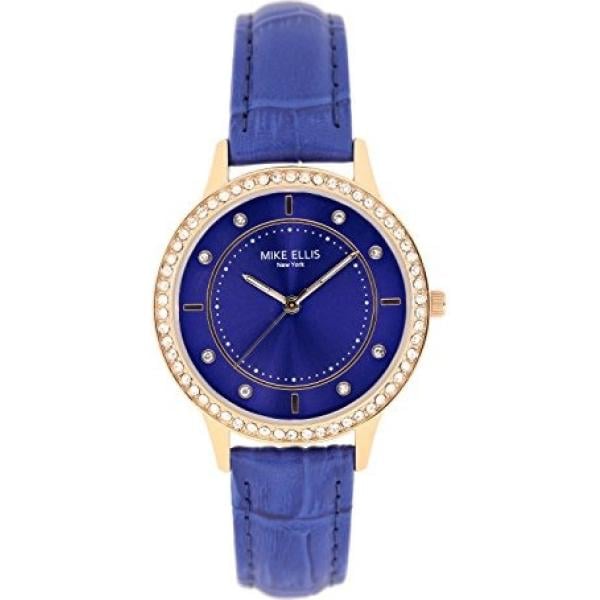 Orologio con cinturino in oro rosa blu Mike Ellis New York blu
