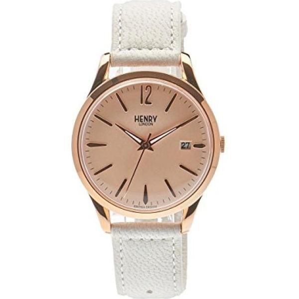 Orologio analogico con cinturino rosa e bianco Henry London bianco