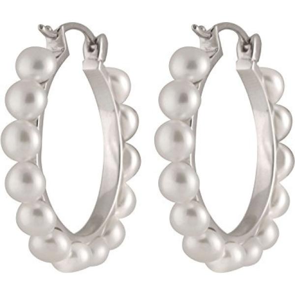 Orecchini con perle in placcato rodio fatto a mano argento e bianco Bella Pearls bianco
