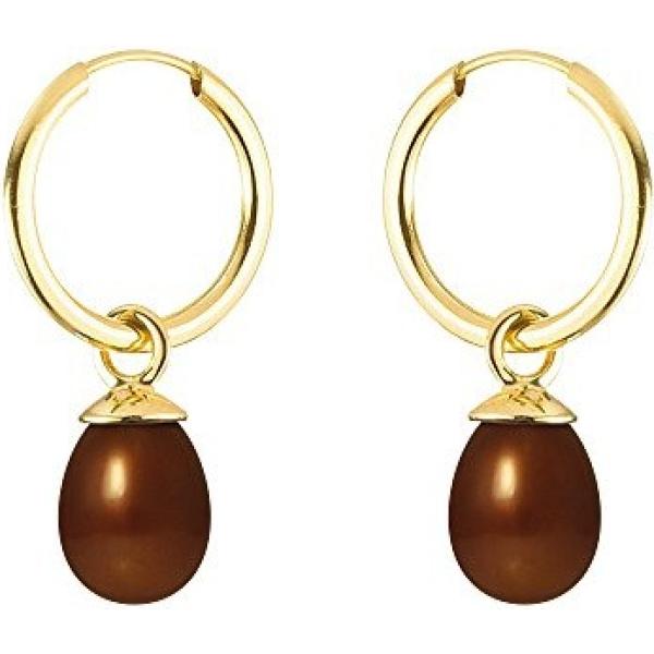 Orecchini con perle in oro giallo marrone Pearls & Colors giallo