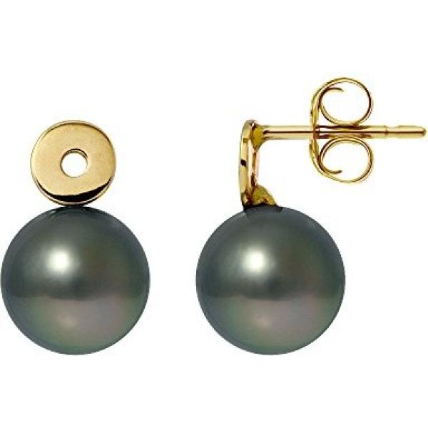 Orecchini con perle e perline in oro giallo nero Pearls & Colors giallo