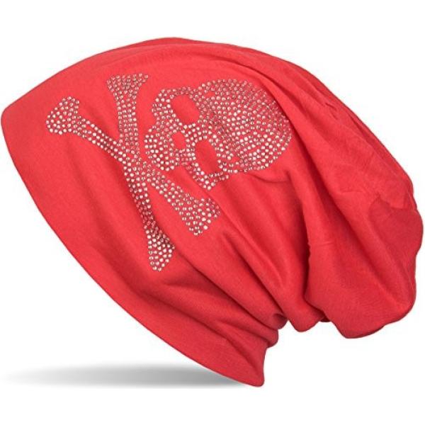 Cuffia beanie con strass glitter elasticizzato rosso StyleBREAKER rosso