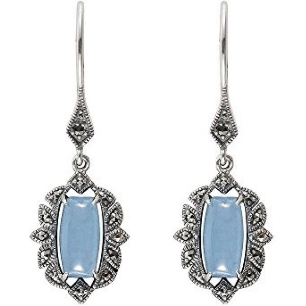 Orecchini pendenti in sterling 925 argento e blu Esse Marcasite blu