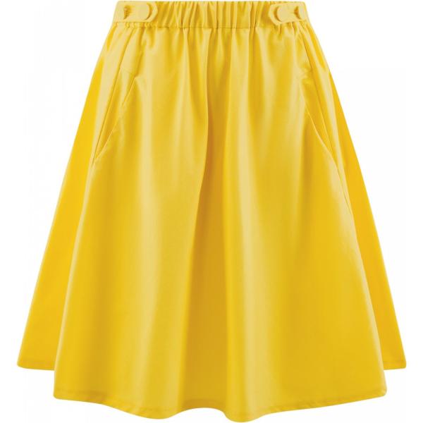 Gonna a ruota vita alta con tasche giallo Oodji Ultra giallo