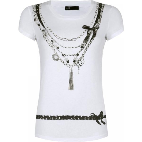 T-shirt con stampa a maniche corte aderente bianco Oodji Ultra bianco con stampe