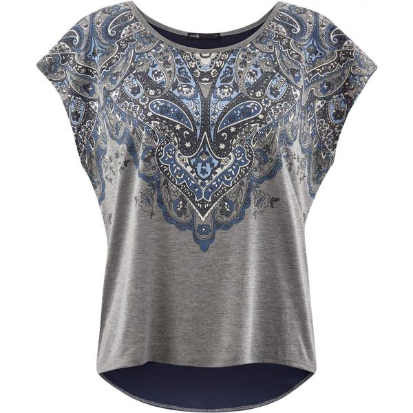 T-shirt con stampa chiffon aderente grigio Oodji Ultra grigio con stampe